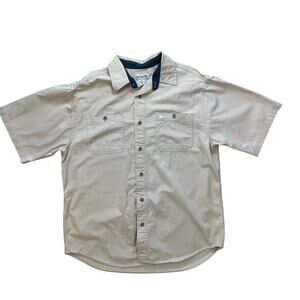 Carhartt Men’s Beige Short Sleeve Work Shirt XL Regular Cotton Button Front